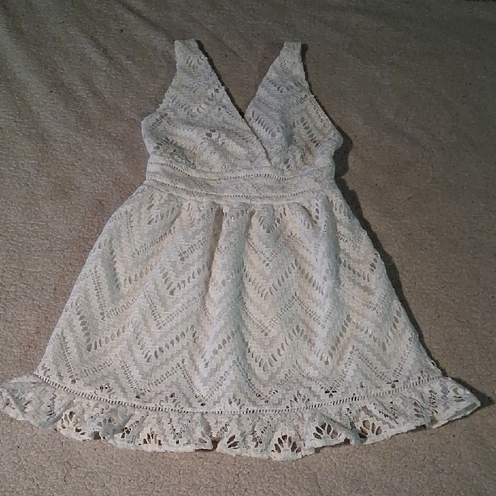 Sugarlips White Lace Cotton Mini Dress XS New